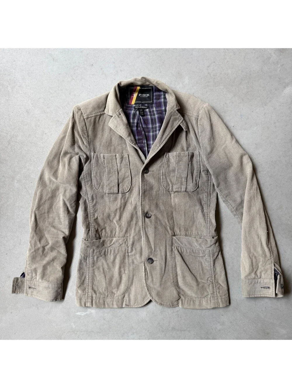 Fink Clothing Men's Beige Corduroy Sport Coat Jacket Size Small
